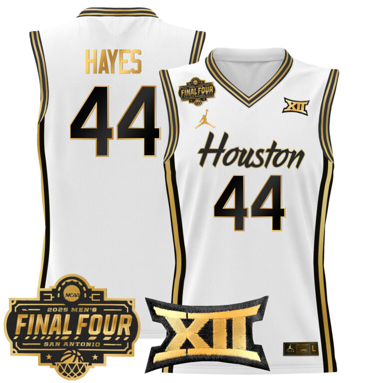 Men Houston Cougars #44 Hayes white 2025 Final Four Patch NCAA Jersey style 2->more ncaa teams->NCAA Jersey